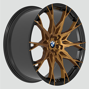 black and bronze wheels