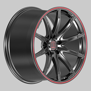 black rims with red lip