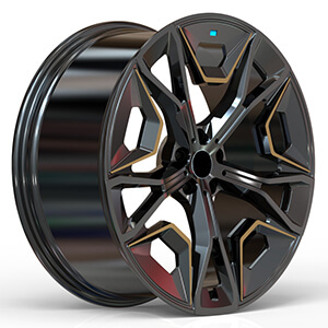 black and bronze wheels